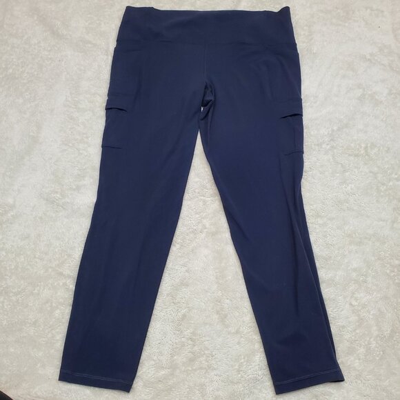 Athleta Navy Blue Salutation Stash Side Pocket 7/8 Length Leggings Women XL - Picture 4 of 4